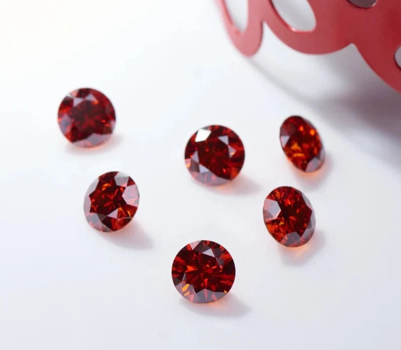 Certified Natural Red Color 5 Ct Round Cut Lab grown Loose Diamond VVS1 Clarity